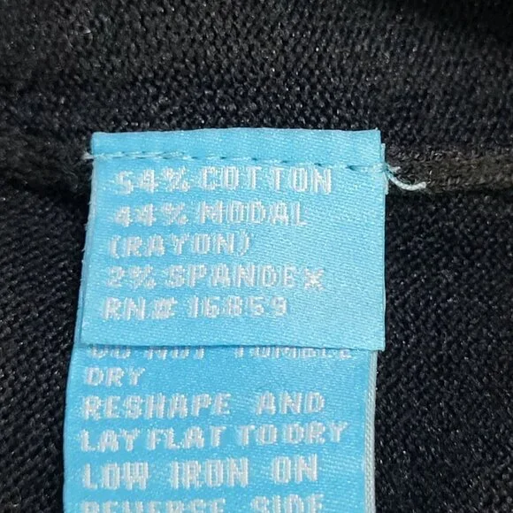 J. McLaughlin Womens SZ L V Neck Sweater Black Cotton Blend Sparkle Neckline - Picture 7 of 7